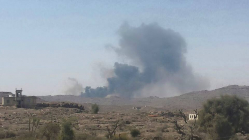 طائرات التحالف تستهدف مواقع للحوثيين في مديرية المصلوب بمحافظة الجوف