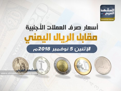 أسعار صرف العملات الأجنبية مقابل الريال اليمني اليوم الإثنين.. إنفوجرافيك