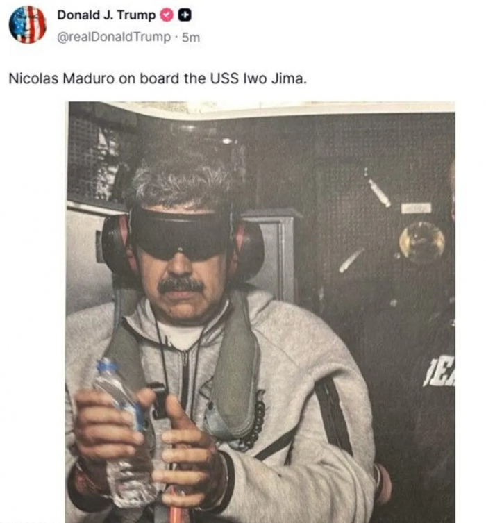 الرئيس الأمريكي ينشر أول صورة لنظيره الفنزويلي عقب اعتقاله